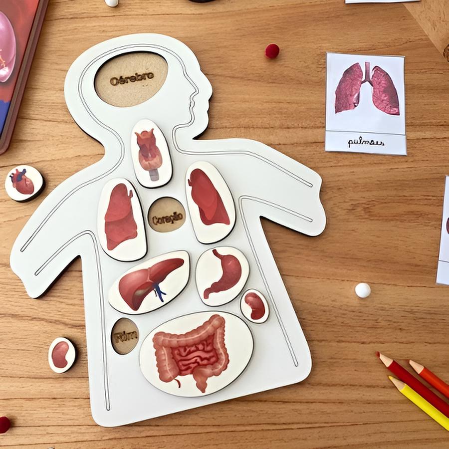 Quebra Cabeça Educativo Órgãos do Corpo Humano - Colorido