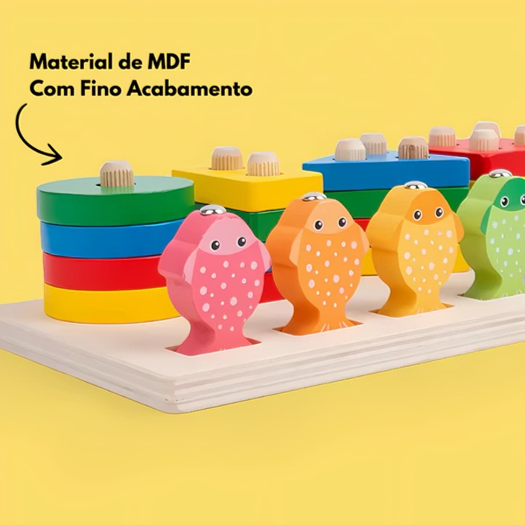 Brinquedo Educativo de Encaixe Madeira Pega Peixe - Montessori