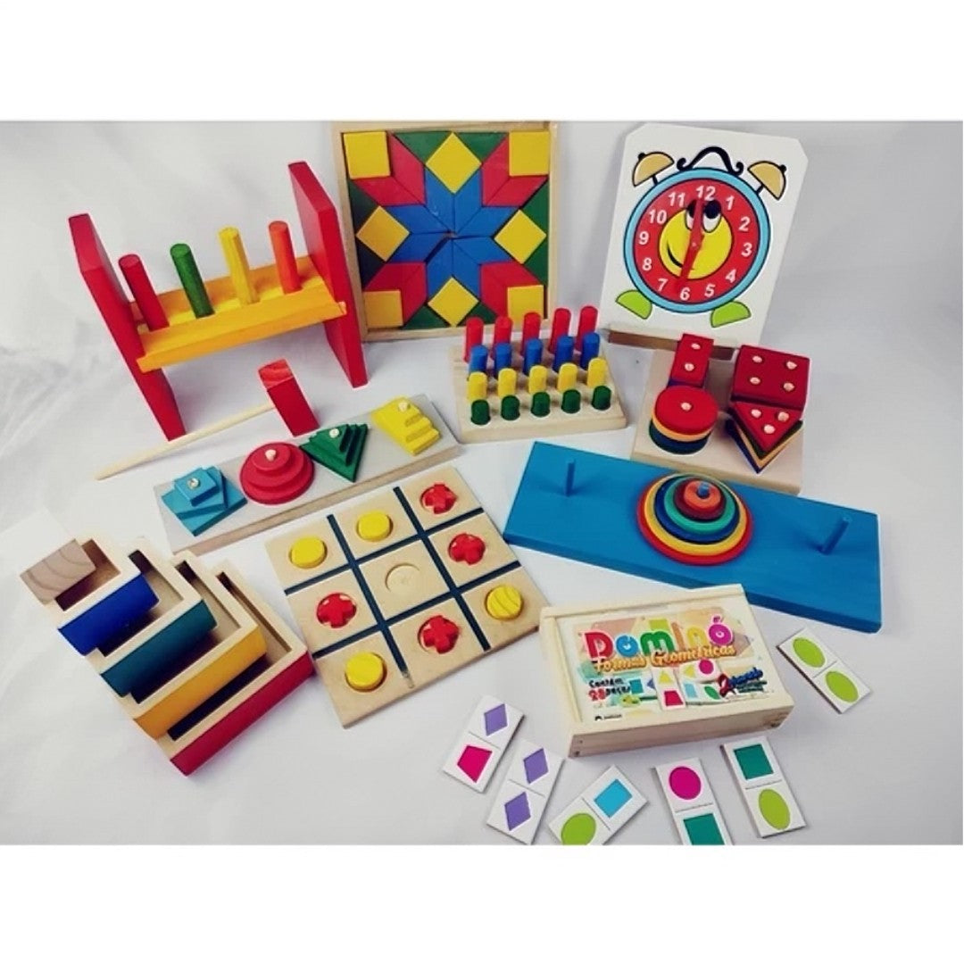 Baú Pedagógico com 10 Jogos – Brinquedos Educativos