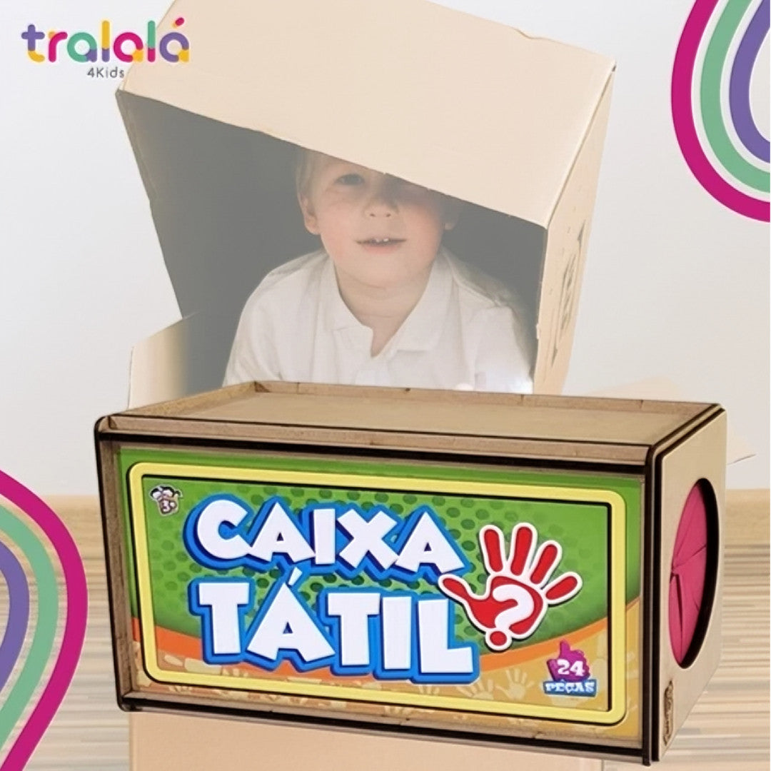 Caixa Tátil Madeira 24 Peças Desenvolvimento Motor Infantil