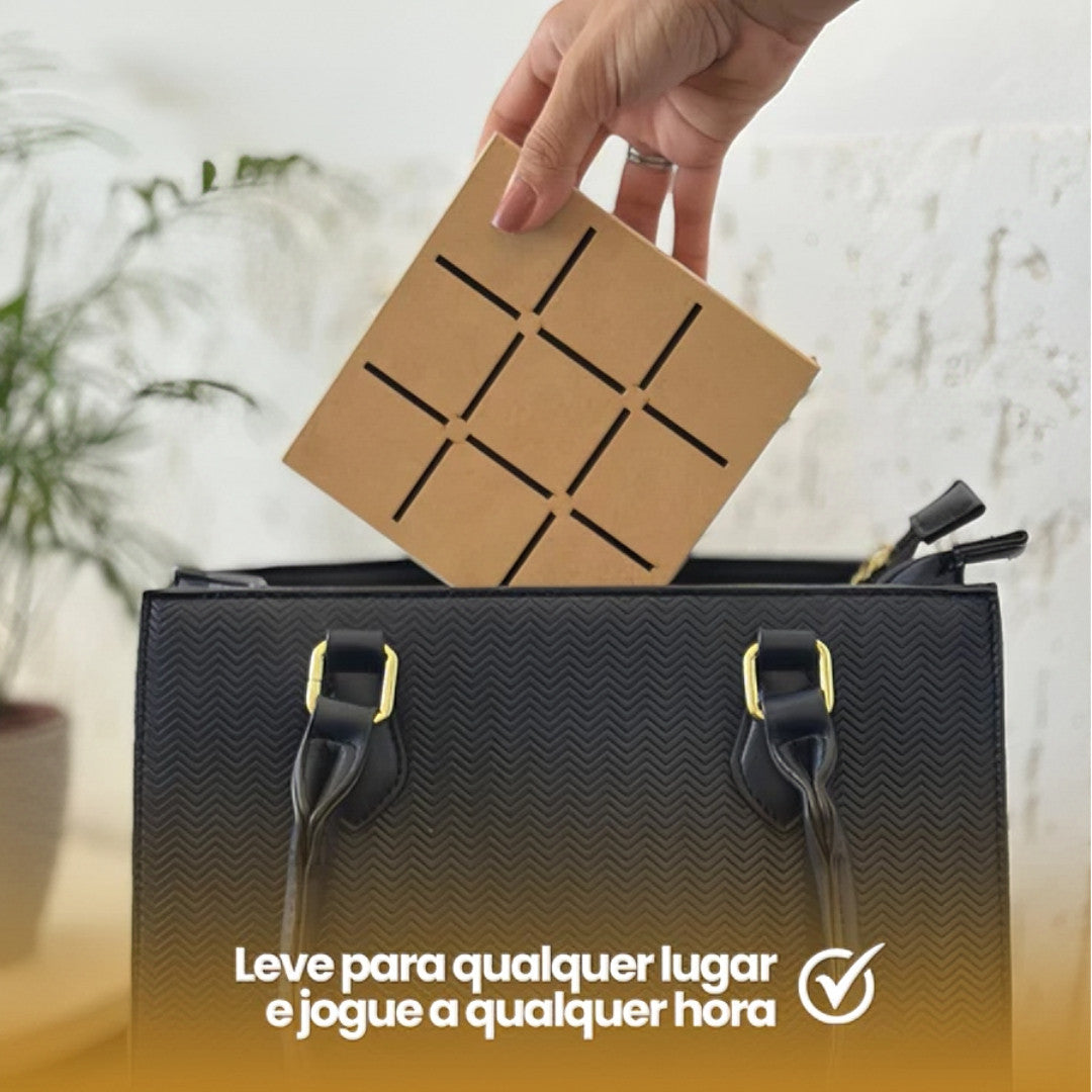 Jogo da Velha em Madeira Compacto, Elegante e Dobrável, Ideal para Família