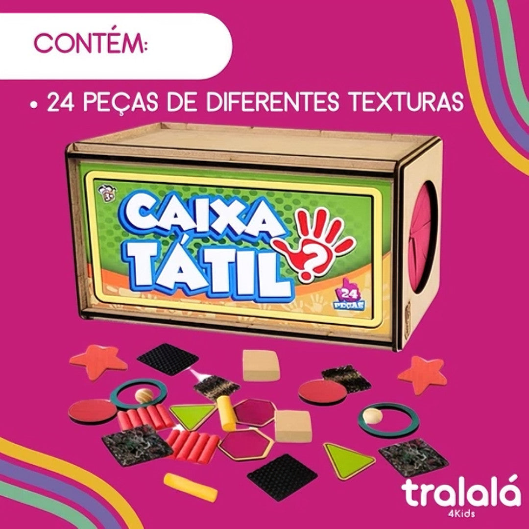 Caixa Tátil Madeira 24 Peças Desenvolvimento Motor Infantil