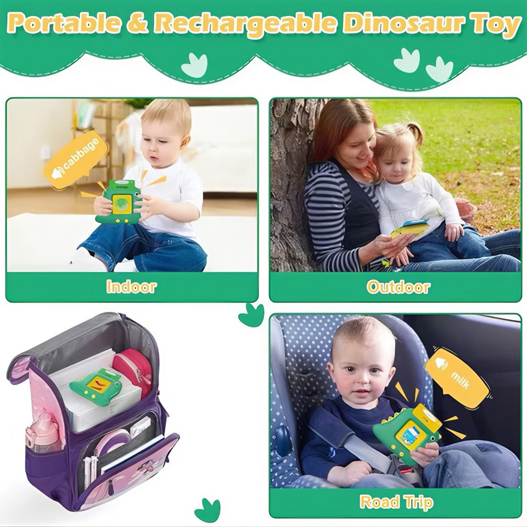 🦖 DinoEdu™ – Brinquedo Infantil Interativo de Alfabetização Bilíngue (Português + Inglês)