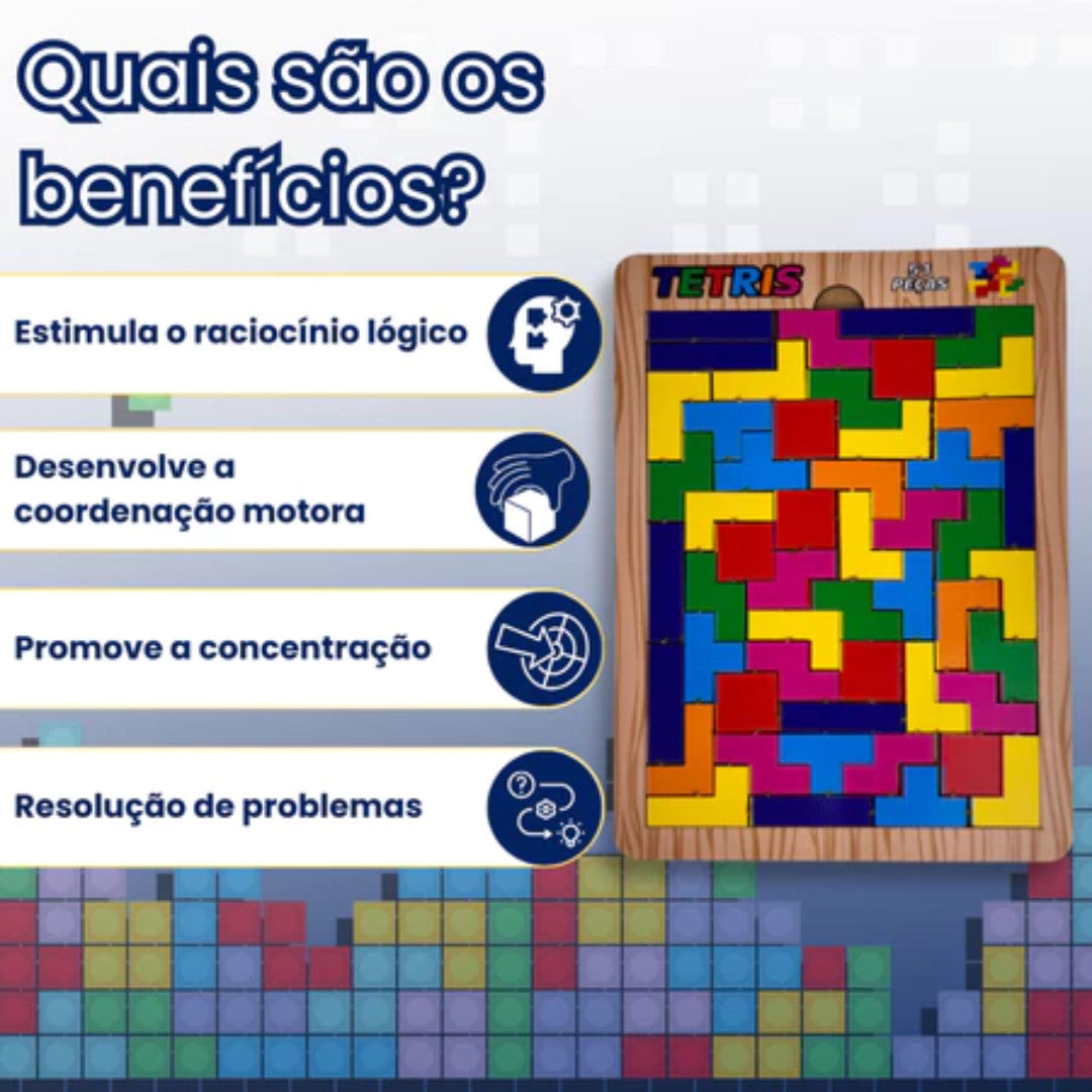 Tetris Jogo de 51 Peças Desafio Educativo Desenvolvimento Cognitivo
