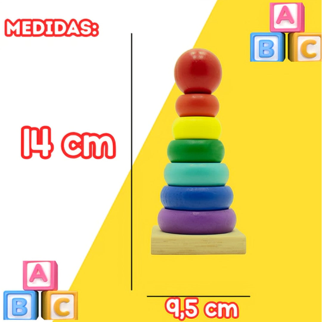 Kit 2 Brinquedos Educativos Montessori - Torre Colorida e Aramado Montanha Russa