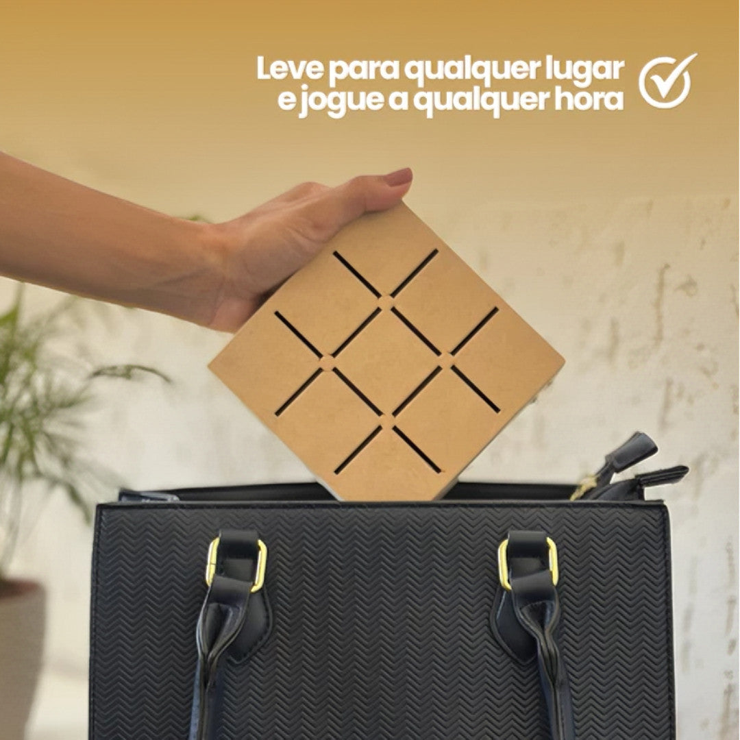 Jogo da Velha em Madeira Compacto, Elegante e Dobrável, Ideal para Família