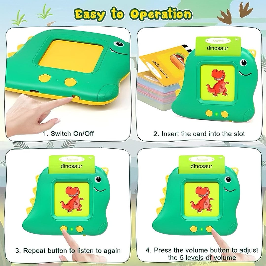 🦖 DinoEdu™ – Brinquedo Infantil Interativo de Alfabetização Bilíngue (Português + Inglês)