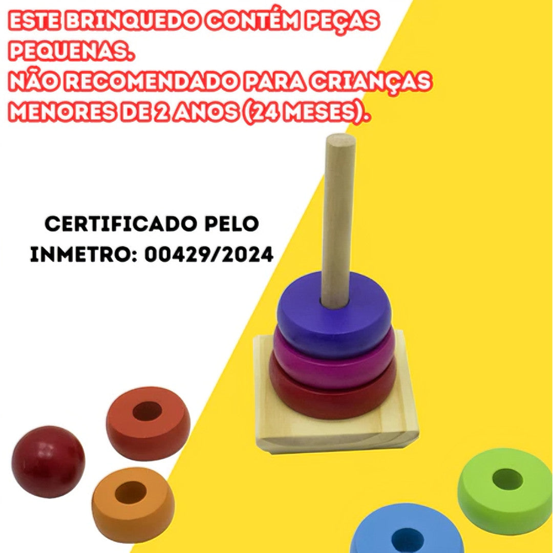Kit 2 Brinquedos Educativos Montessori - Torre Colorida e Aramado Montanha Russa