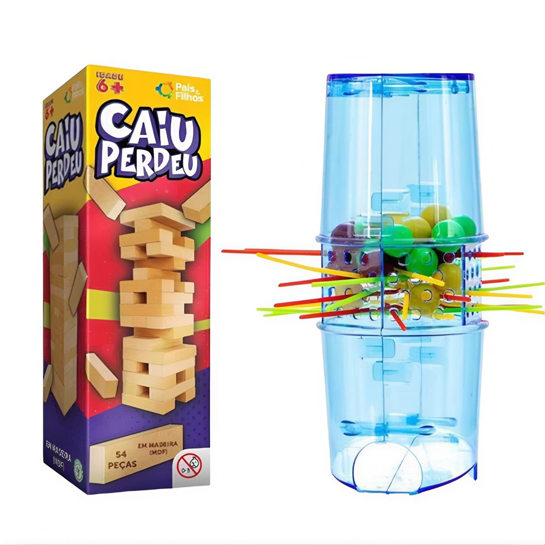 🎲 Torre Equilíbrio Família™ – Jogo Educativo de Madeira com 54 Peças