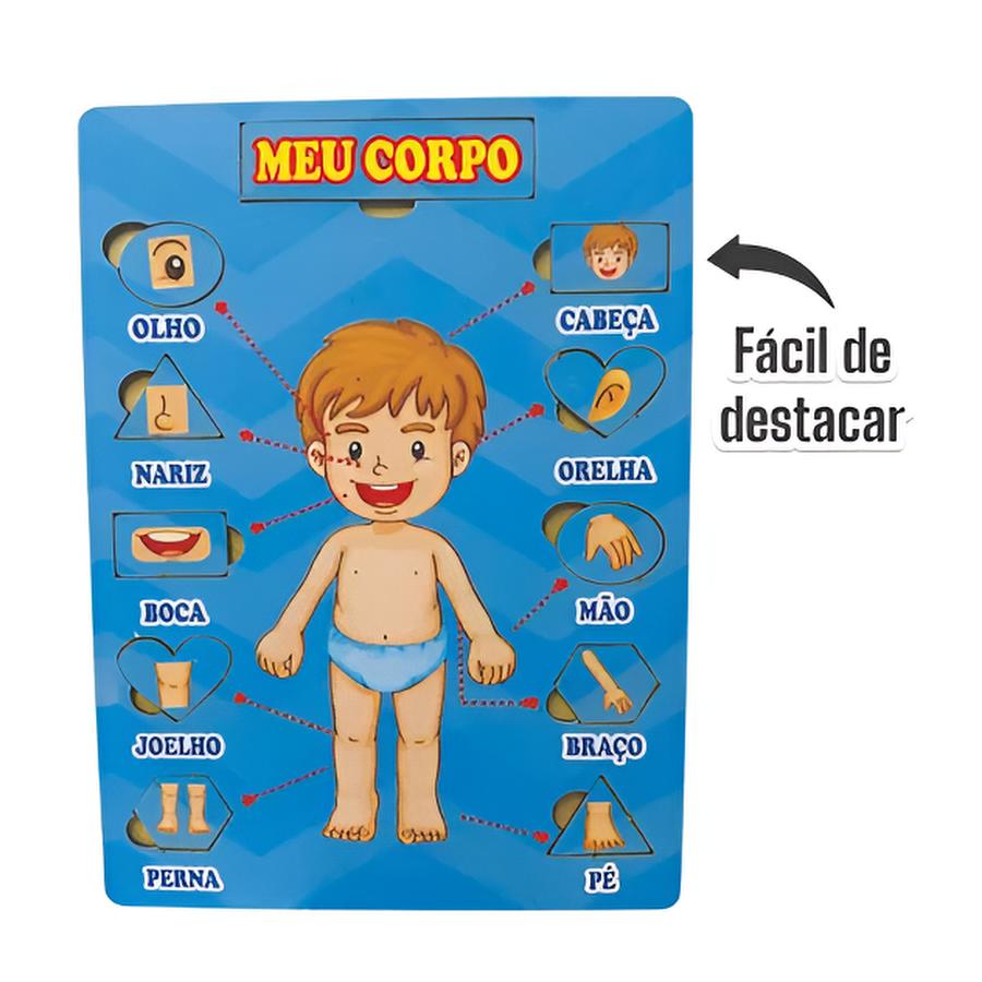 Tabuleiro Meu Corpo Humano em MDF - Cor azul