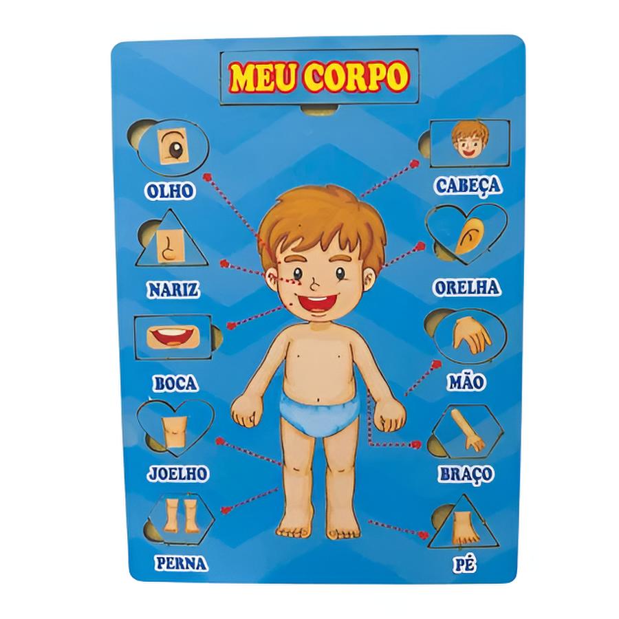 Tabuleiro Meu Corpo Humano em MDF - Cor azul