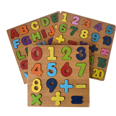 🧠 Alfabeto & Números Montessori™ – Jogo de Encaixe Educativo em Madeira