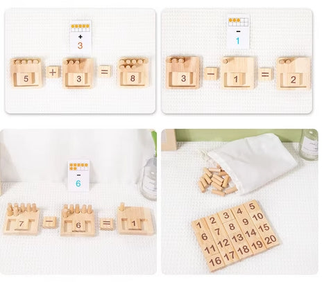 Placa de Matemática Sensorial de Madeira para Crianças, Montessori Stick, Contando Blocos Numéricos Correspondentes, Aprendizagem Pré-Escolar, Brinquedos Educativos para Crianças
