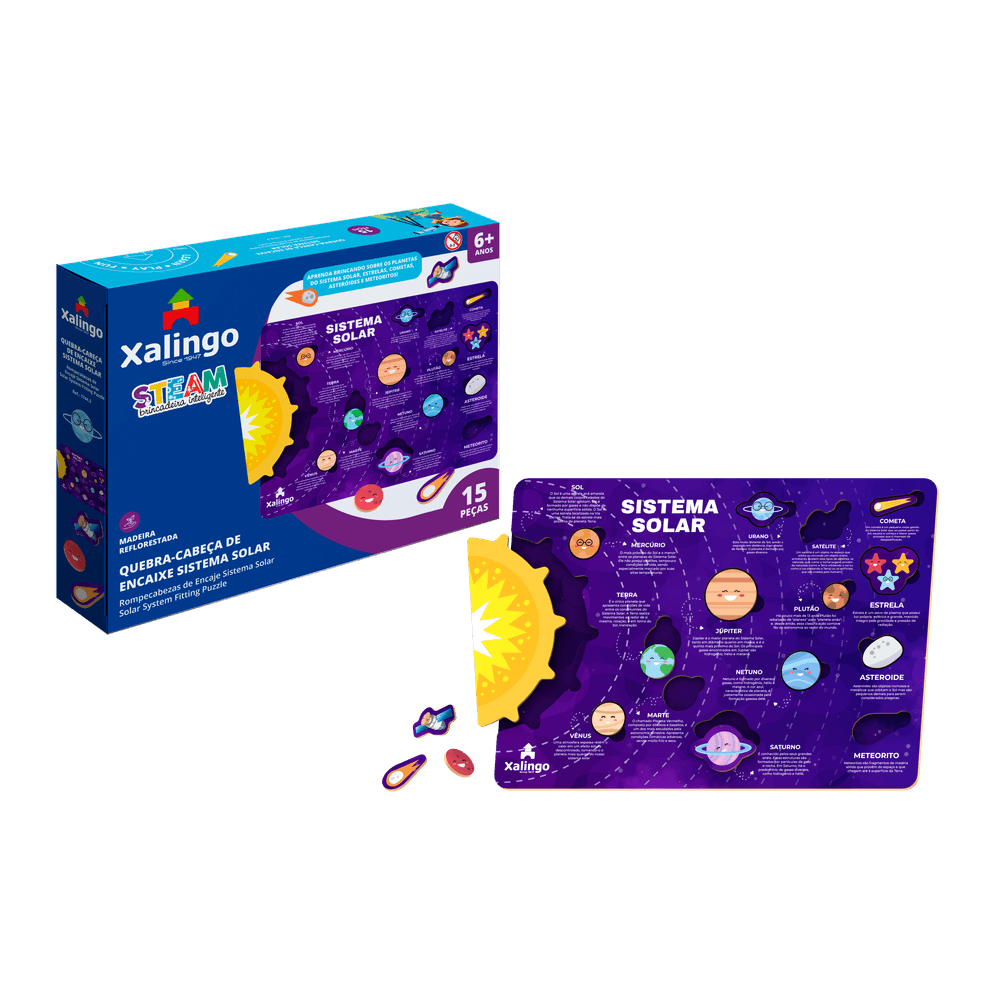 Steam Quebra-Cabeça Educativo Encaixe Sistema Solar - Xalingo