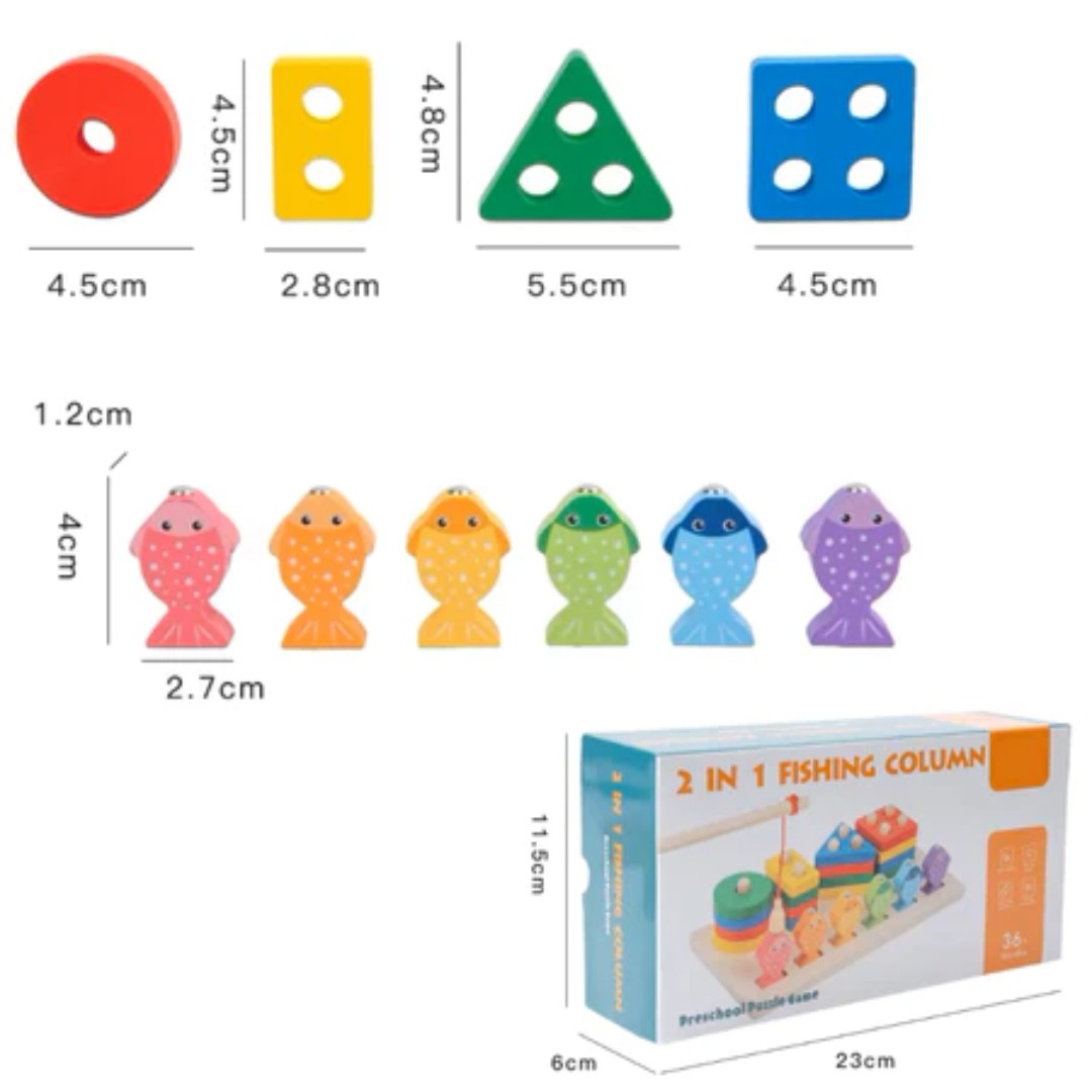 Brinquedo Educativo de Encaixe Madeira Pega Peixe - Montessori