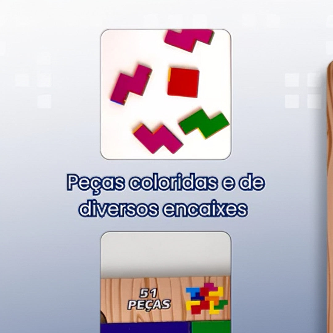 Tetris Jogo de 51 Peças Desafio Educativo Desenvolvimento Cognitivo