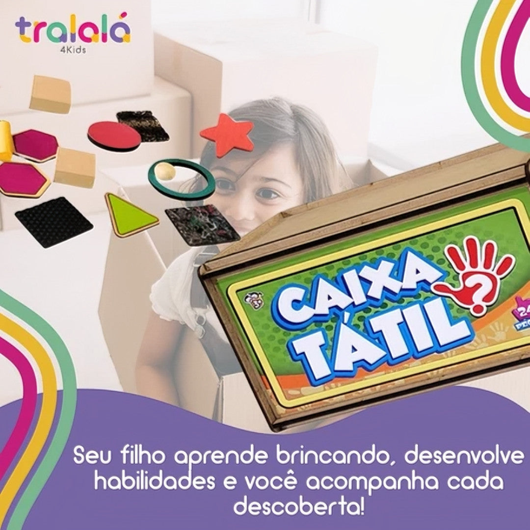Caixa Tátil Madeira 24 Peças Desenvolvimento Motor Infantil