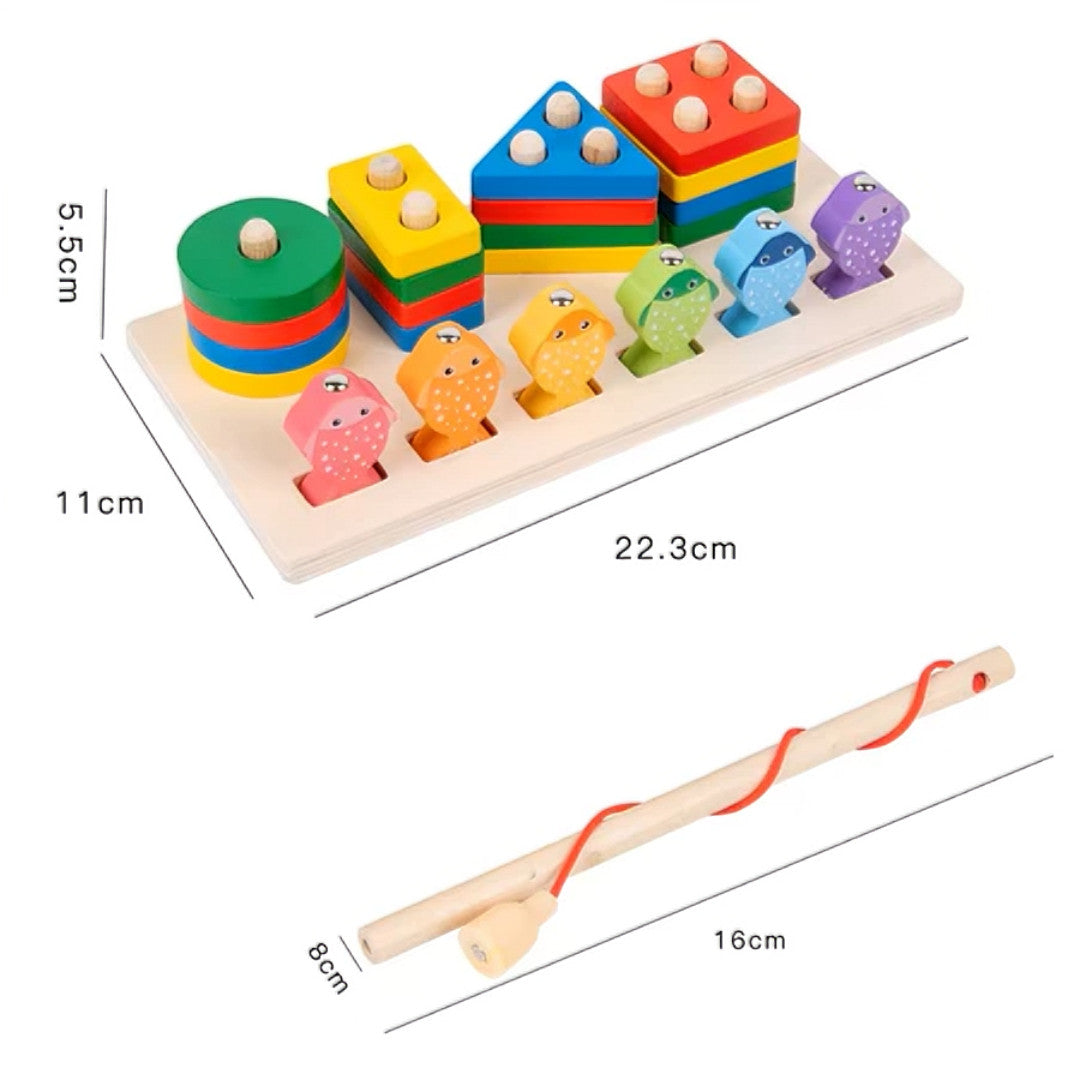 Brinquedo Educativo de Encaixe Madeira Pega Peixe - Montessori