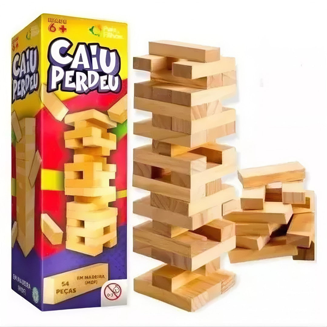 🎲 Torre Equilíbrio Família™ – Jogo Educativo de Madeira com 54 Peças