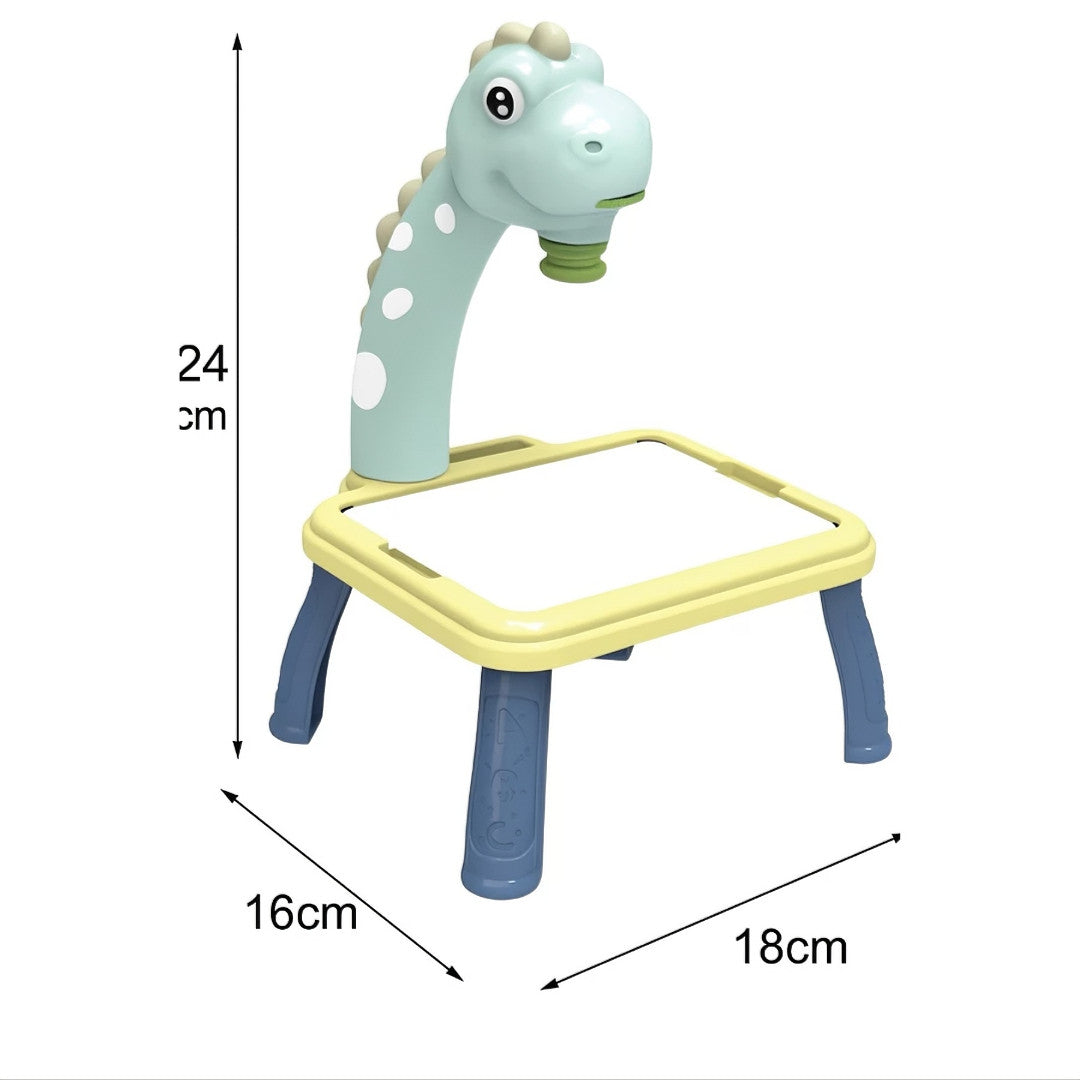 Mesa de desenho projetora infantil dinossauro e girafa - Brinquedo educativo lousa mágica