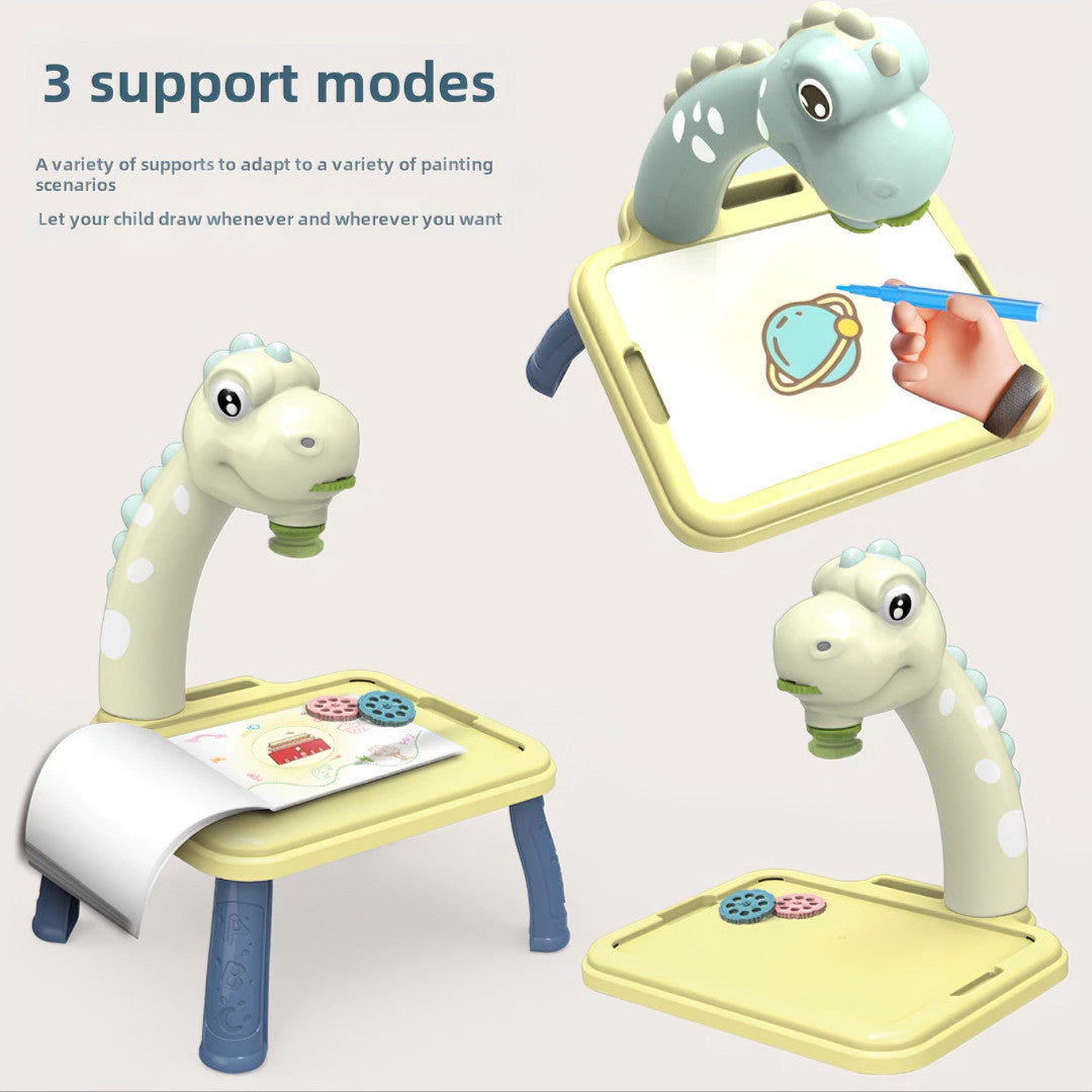 Mesa de desenho projetora infantil dinossauro e girafa - Brinquedo educativo lousa mágica
