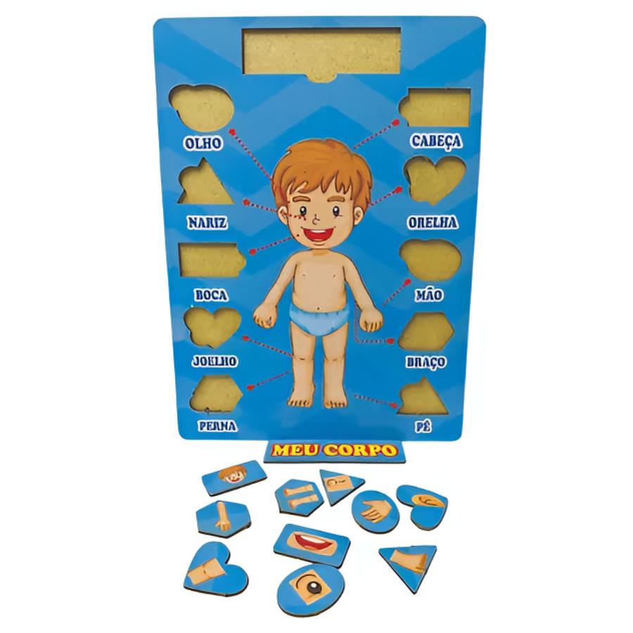 Tabuleiro Meu Corpo Humano em MDF - Cor azul