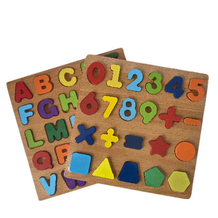 🧠 Alfabeto & Números Montessori™ – Jogo de Encaixe Educativo em Madeira