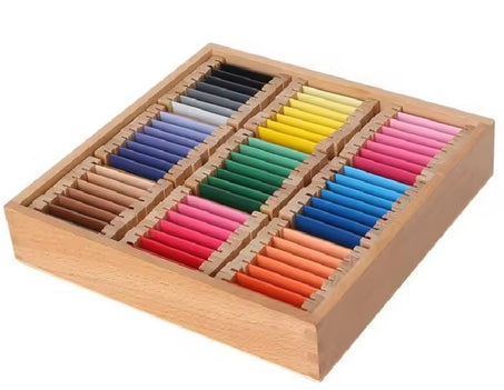 Madeira Pré-Escolar Aprendizagem Brinquedo, Montessori Sensorial Material, Tablet Cor Box, 1 2 3 Color Board