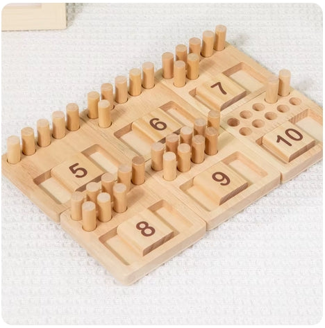 Placa de Matemática Sensorial de Madeira para Crianças, Montessori Stick, Contando Blocos Numéricos Correspondentes, Aprendizagem Pré-Escolar, Brinquedos Educativos para Crianças